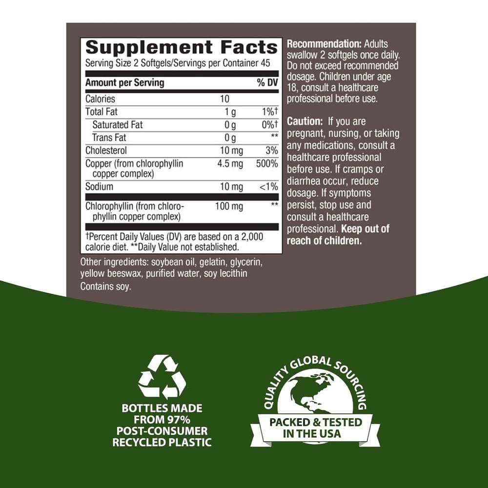 Nature's Way Chlorofresh Chlorophyll Concentrate 100mg Softgels, 90 Count