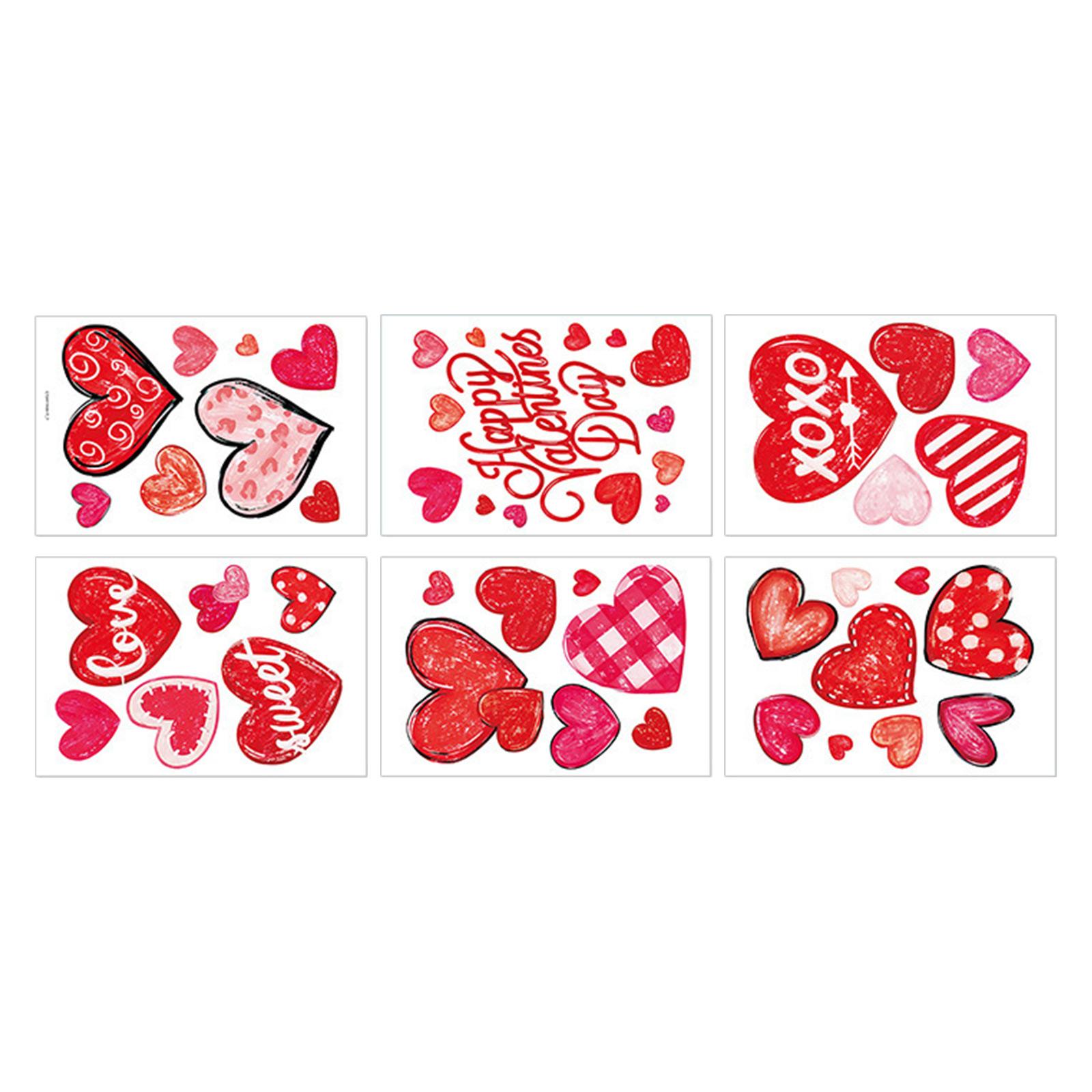 

Six Valentine s Day Window Stickers, 11.8 7.8 Inches, Valentine s Day Decorations, Heart-shaped Stickers, Suitable For Anniversaries, Wedding Parties One Size