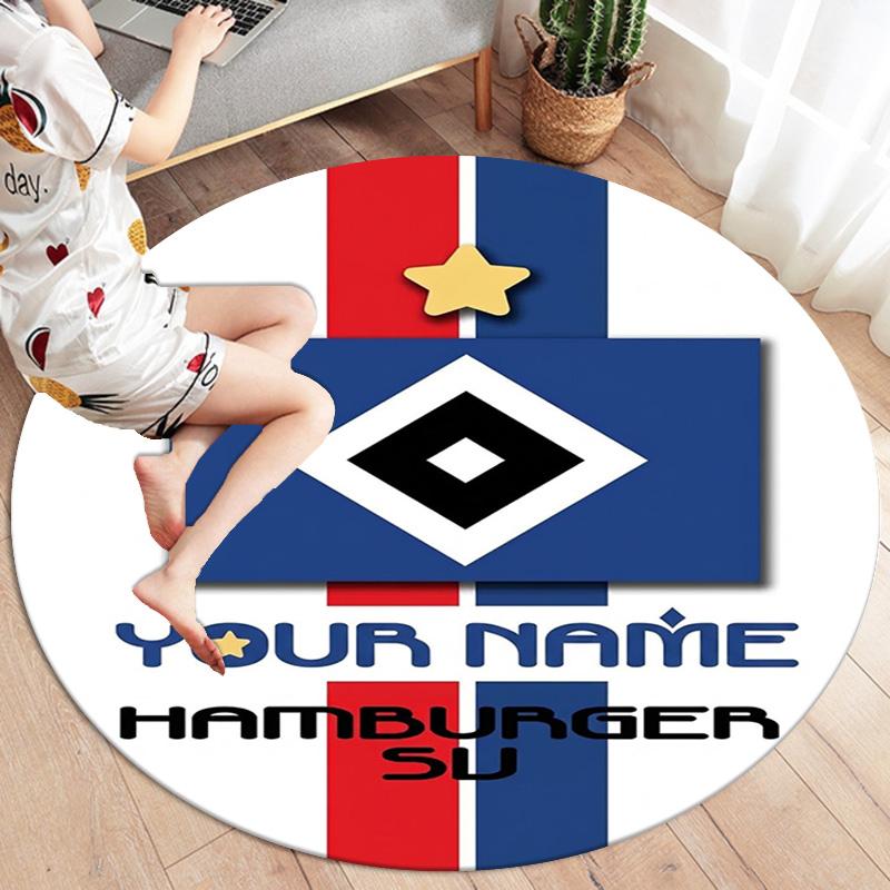 Blue Diamond Emblem Custom Name Round Area Rug Carpet Rug For Living Room Bedroom Sofa Playroom Decor Nonslip Floor Mat