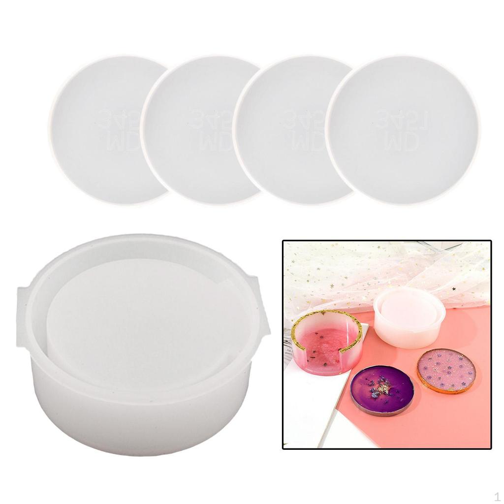 3.5 Inch Resin Coaster , 4 Epoxy Silicone with Holder for Making Ornaments, Kids,
