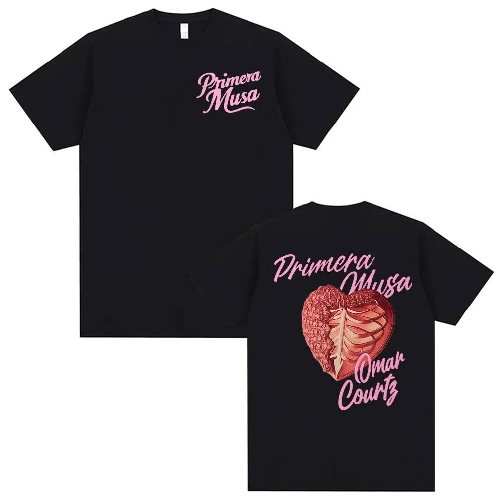 Rapper Omar Courtz Primera Musa 2025 Graphic T-shirts Men's Clothing Vintage Hip Hop Summer Oversized Cotton T-shirt Streetwear
