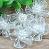 10Pcs Mixed Color Mini Organza Ribbon Bead Flower Wedding DIY Craft Appliques