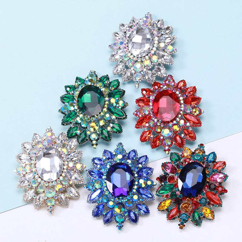 SKEDS Exaggerated Women Luxury Crystal Rhinestone Brooches Badges Pins Vintage Classic Party Banquet Dress Jewelry Accessories