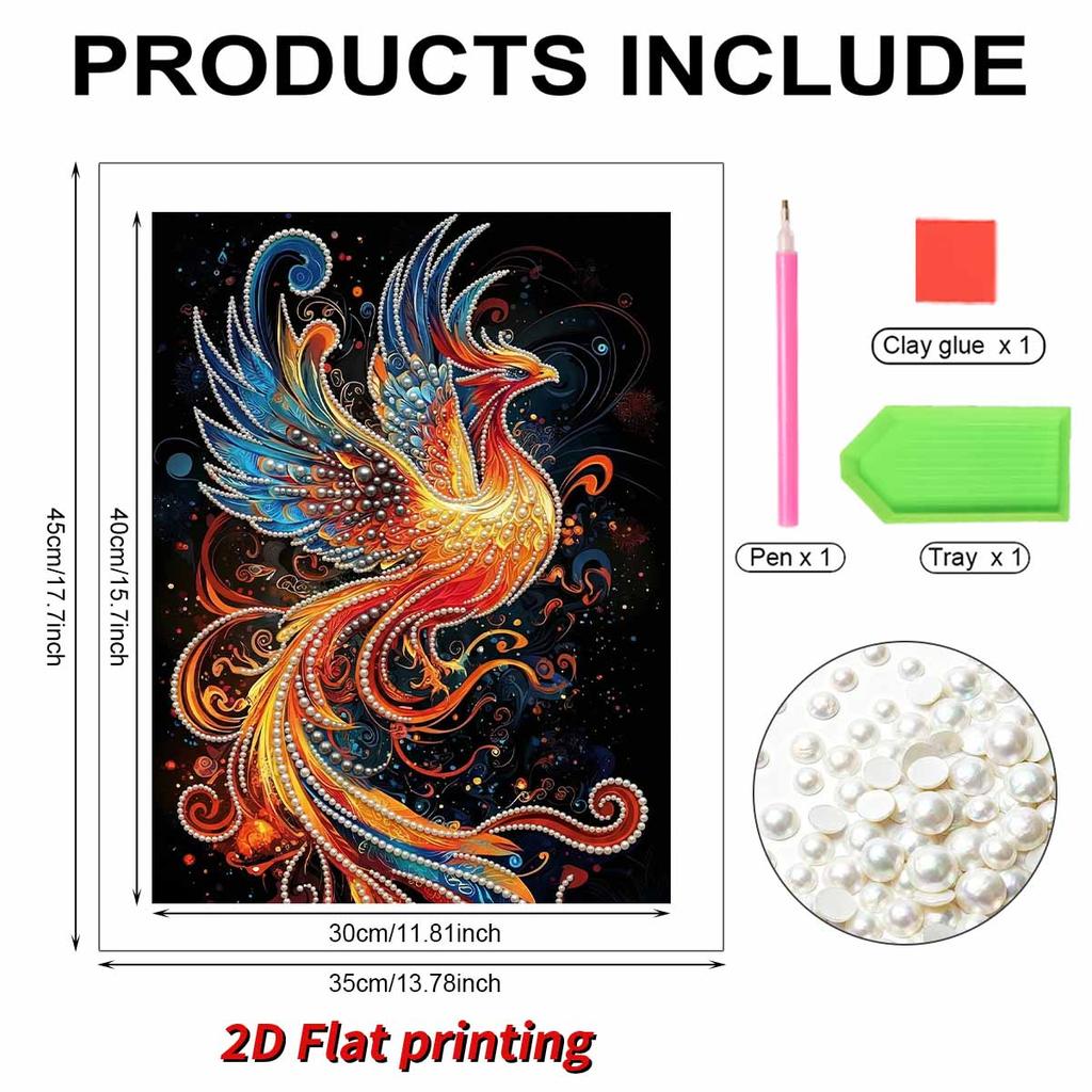 DIY Pearl Painting Set Phoenix Pattern Home Decoration Handmade Sticky Diamond Creative Canvas Pearl Art Painting Crafts Perfect Gift