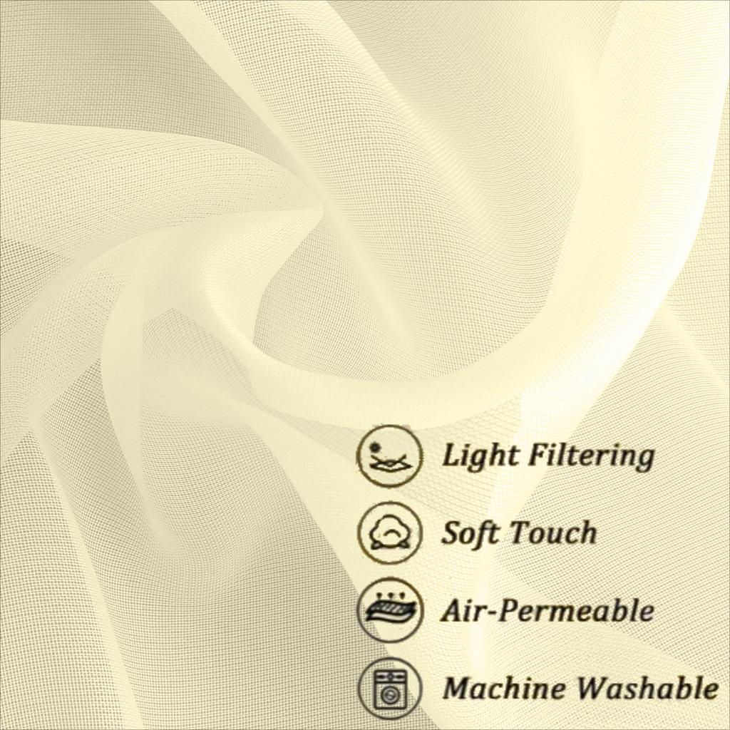 W132CM Sheer Curtains Curtain Sheers Light Filtering Rod Pocket Transparent Voile Curtains for Bedroom Living Room