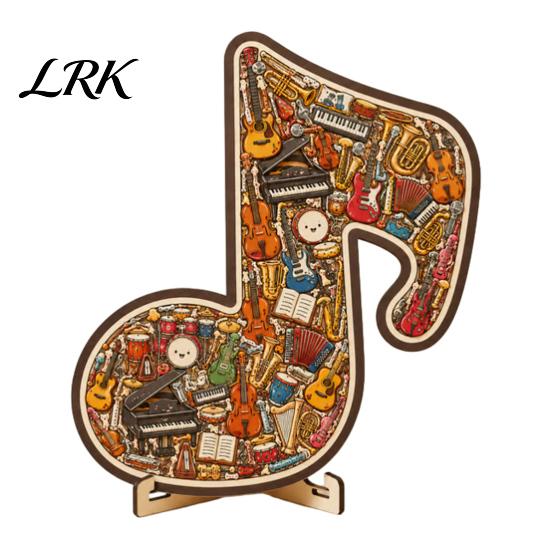 Precision Cut Wood Puzzle Musical Note Wooden Decoration, Instrument Jigsaw Puzzle, Decoration Family Night Challenge Game, Gift for Kids Adults Game