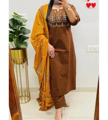 Indian Women Designer Cotton Salwar Kameez Set Party Wear Bollywood Top Tunic Kurti Set