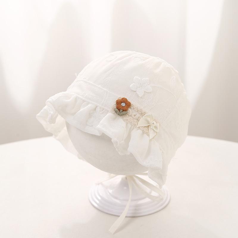 Baby Girl Lace Ruffle Sun Hat - Spring/Summer Tie-Up Princess Court Hat