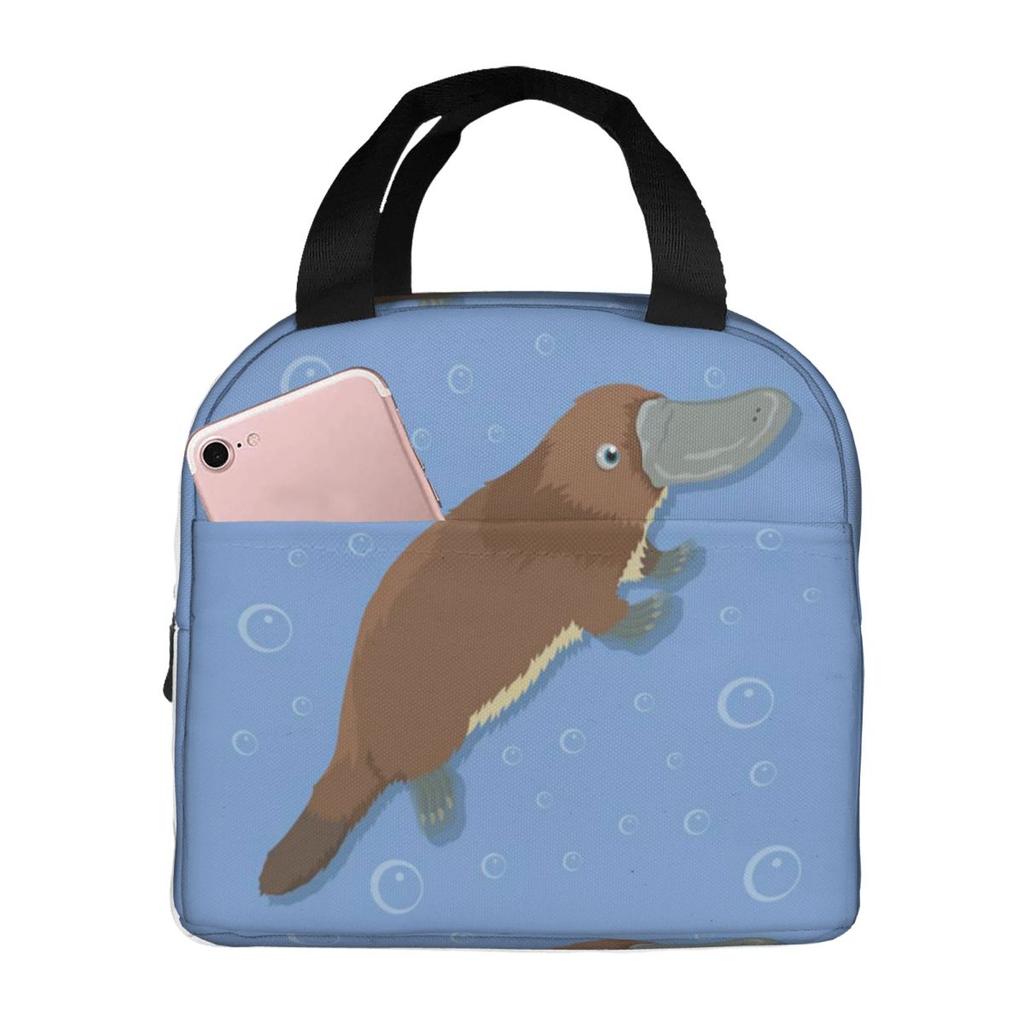 Cartoon Niedlicher Schnabeltier-Druck Isolierte Lunchtasche für Damen Kinder Auslaufsichere Lebensmittelboxen Thermische Lunchbox Tragetasche