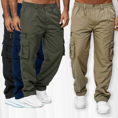 Spring and Summer Men's Casual Multi Pocket Loose Straight Leg Workwear Pants, Outdoor Pants, Fitness Pants