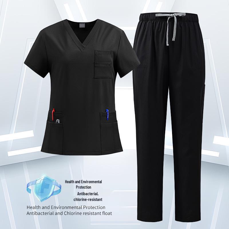 Unisex Quick-Dry Short-Sleeve Scrub Suit for Medical and Veterinary Professionals