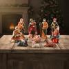 10Pcs/Set Resin Material Christmas Manger Scene Vintage Resin Nativity Set  Religious Display