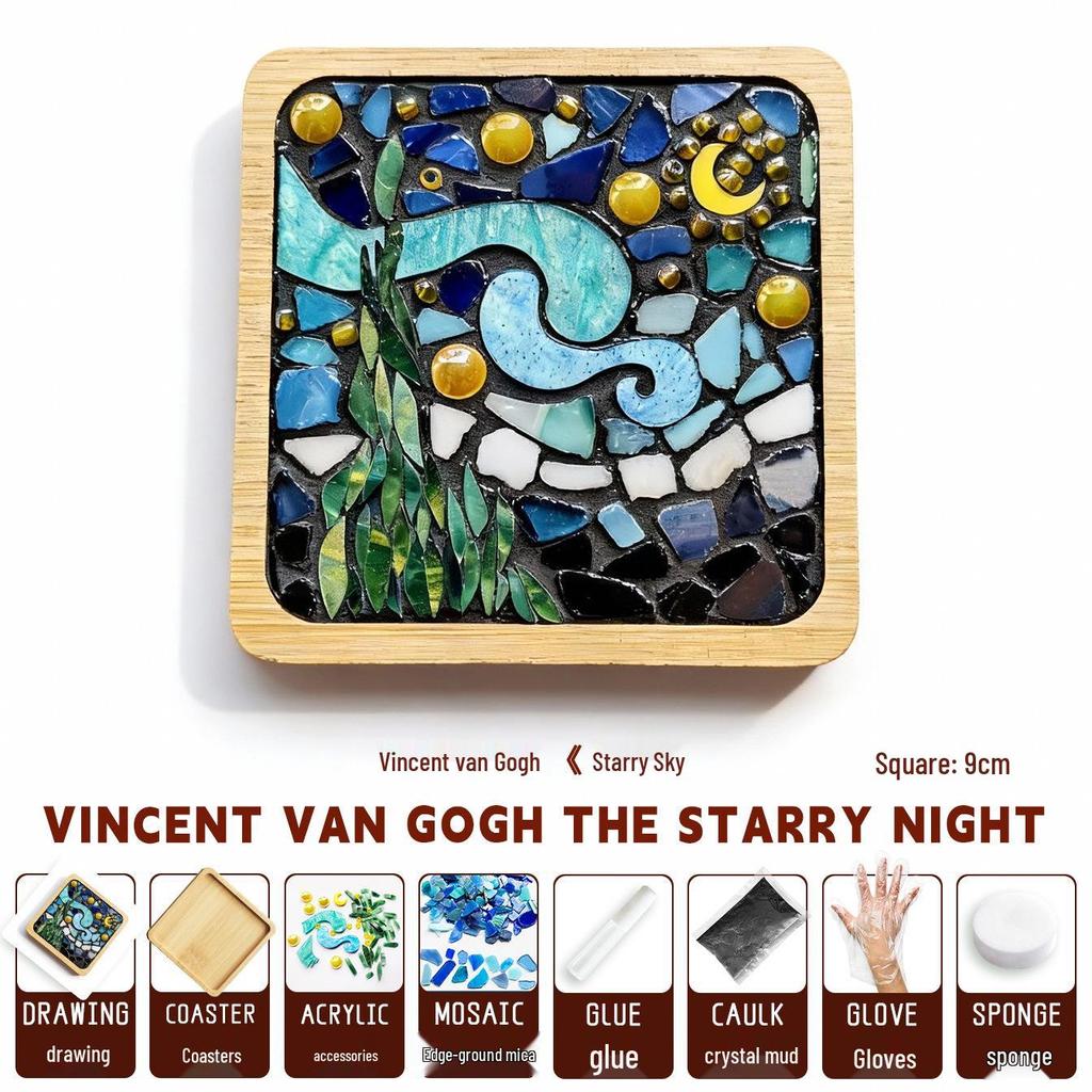 Handmade Glass Mosaic Cup Mat Pixel Puzzle DIY Kit - Educational Toy