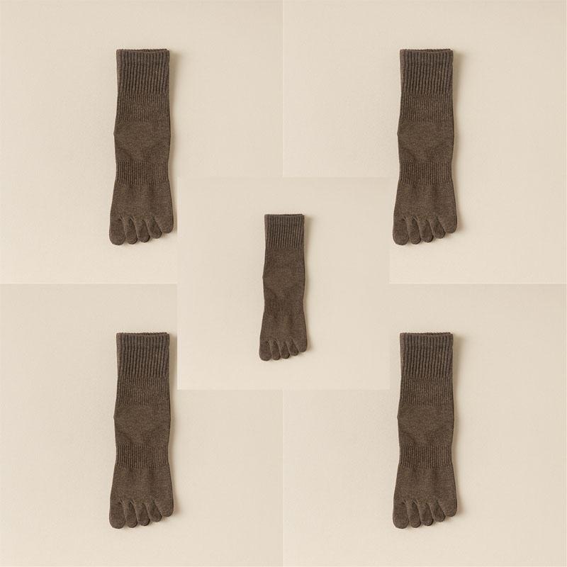 5 Perechi Șosete Femei Cinci Degete Bumbac Pur Culoare Solidă Dama Degete Separate Șosete Sport 2025 Primăvară Toamnă Șosete Degete