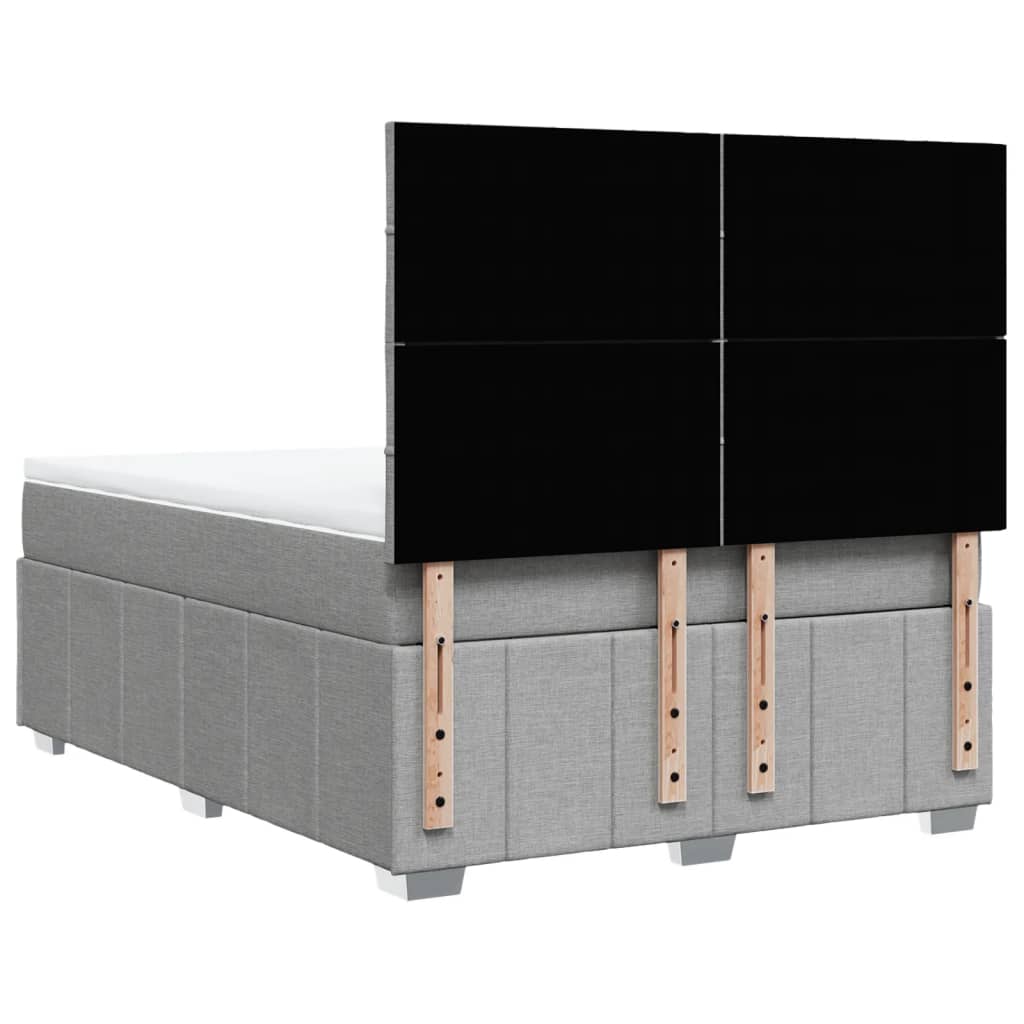 Box Spring Bed with Mattress Light Grey 140 x 190 cm Fabric