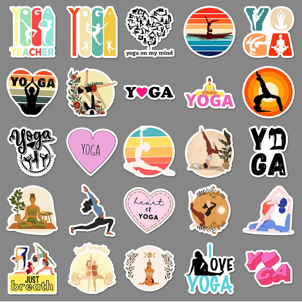 50 Yoga Doodle Aufkleber Personalisierte Kreative Fitness Sport Dekoration Handy Wasserbecher Koffer Aufkleber