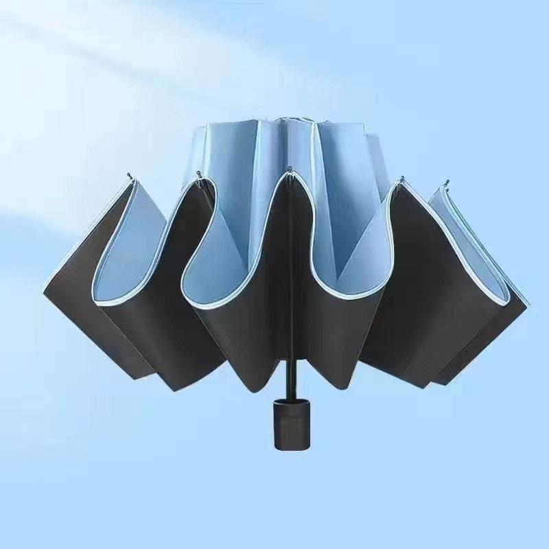 Dual-Use Extra Large Folding Umbrella - 12 Ribs for Sun and Rain Protection