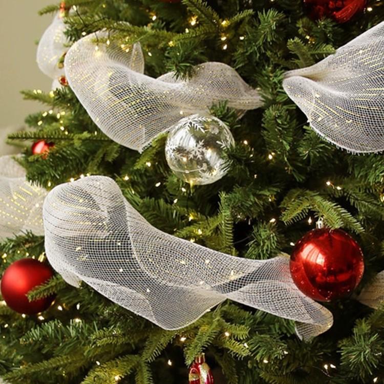 European & American Style Decorative Christmas Mesh Ribbon for Tree and Boutique Use