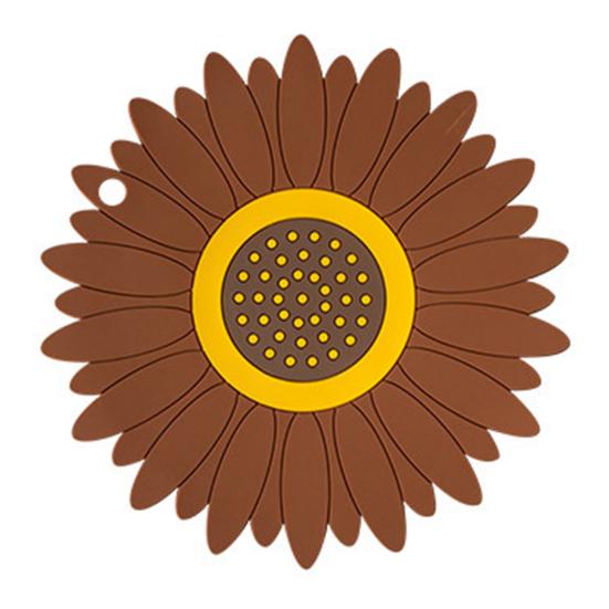 Sunflower Heat Insulation Mat, PVC Kitchen Dining Mat for Table, Non Slip Pot Holder for Hot Dishes, Waterproof Cup кофейный