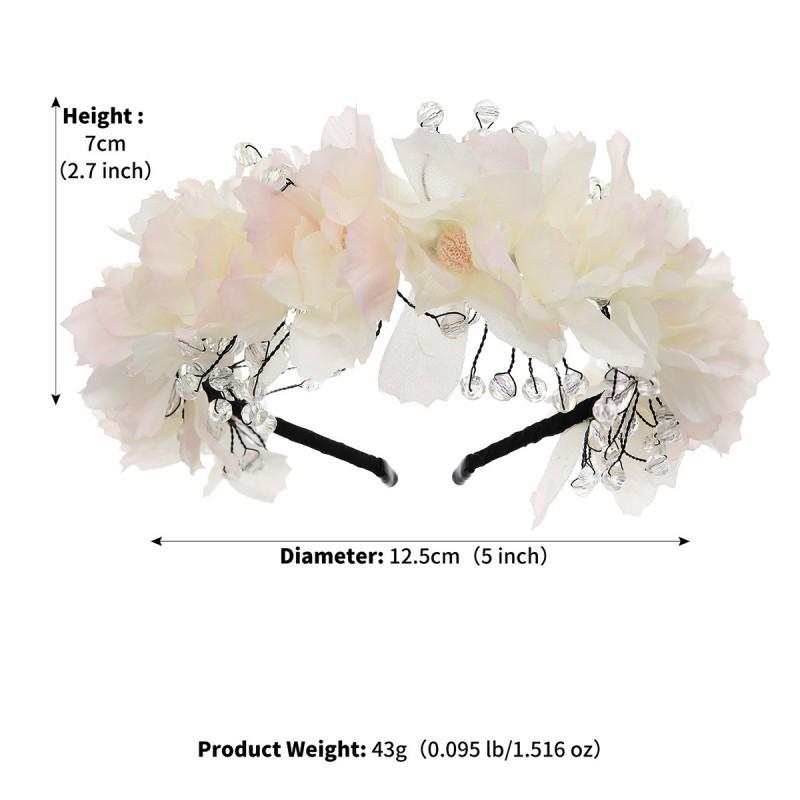 

Sweet Little Fresh Flower Crystal Headband Handmade Beaded New Chinese Garland Creative Hairpin Headscarf