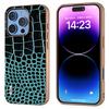 ABEEL For iPhone 16 Pro Max Case Electroplating Edge Crocodile Texture Genuine Cow Leather Back Phone Cover