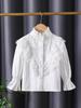 Top de Algodón con Cuello Alto de Encaje para Niñas, Manga Larga, Premium, para Primavera/Otoño 2025