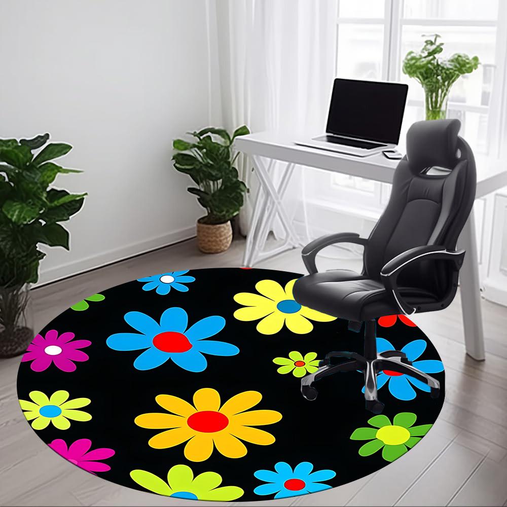 1PC Flower Pattern Chair Carpet for Office, Indoor Non-Slip Washable Carpet, Soft Comfortable Mat For Office Room yy250930155