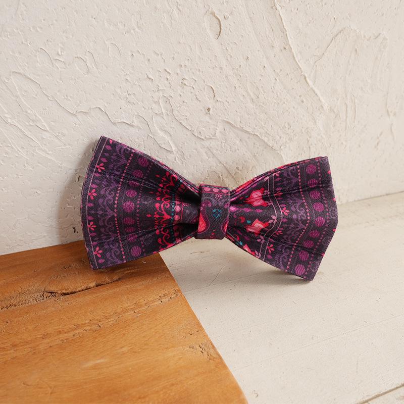 MUTTCO Purple Water Lily Pet Bow Tie Collar - UBT-197 S(10*6CM)
