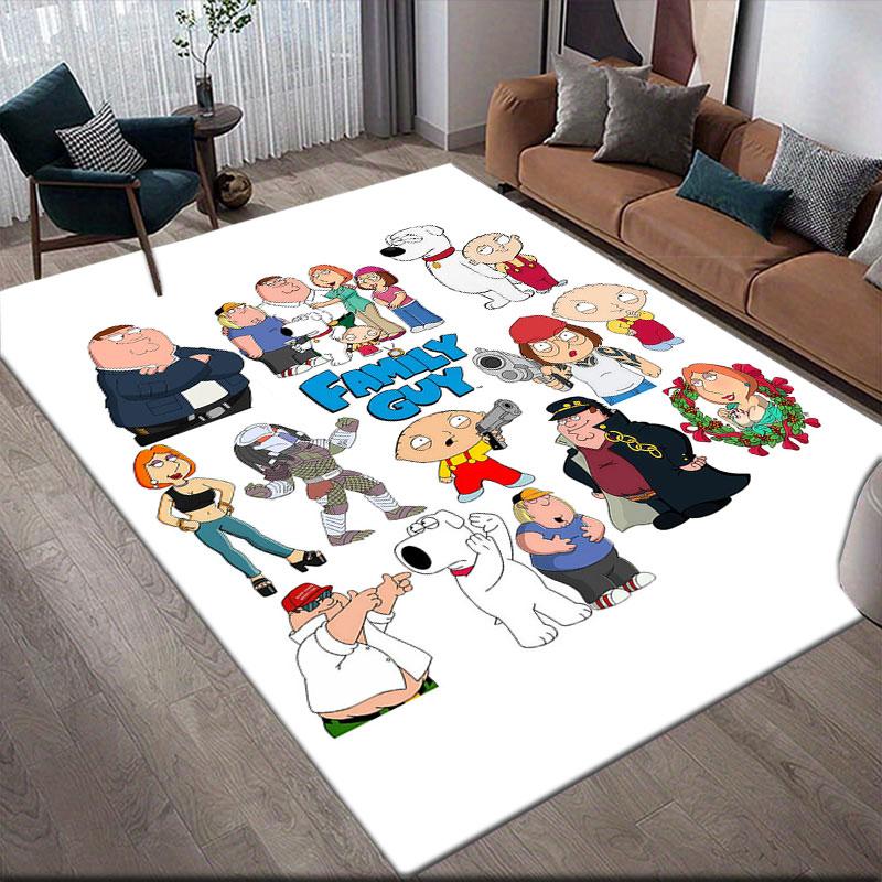 Family Guy Poster Flannel Printed Carpet, Home Sofa Decoration for Living Room & Bedroom, Non‑Slip Play Flannel Floor Mat for Game Room