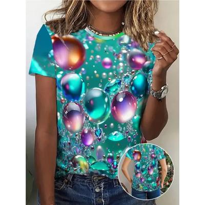 Casual Summer Balloon Bubble Crew Neck Tees Fashionable, Trendy, High-quality Tops Comfortable, Breathable Short Sleeved Round Neck T-shirt