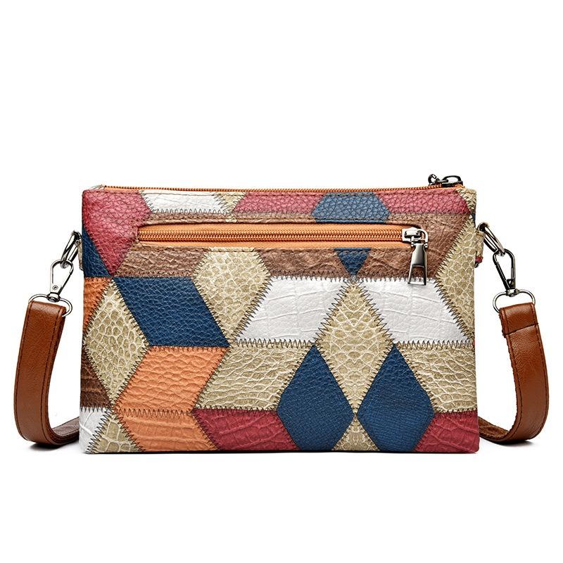 New Contrasting Color Splicing Retro Clutch Bag Women's Fashion Casual Mother Bag Going Out Shoulder Messenger Bag