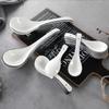 Nordic Style Black Rim Ceramic Soup Spoon
