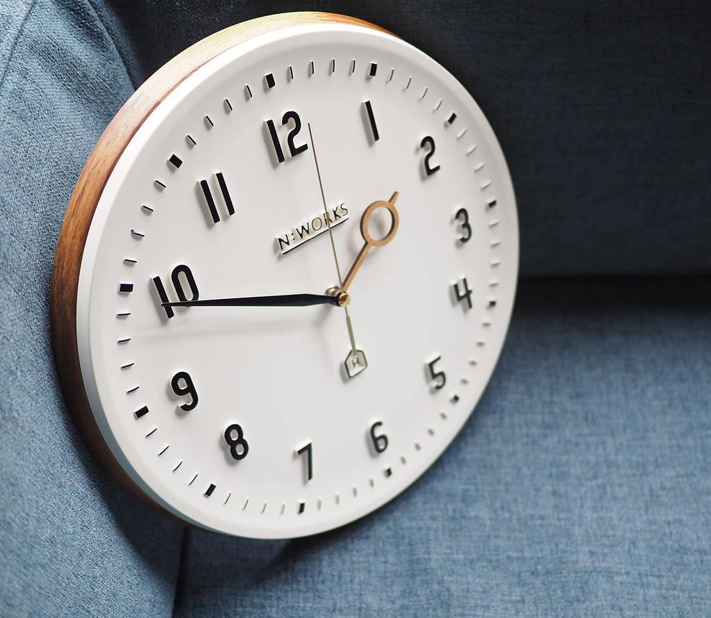 Interform Wall Clock Kempi White Black Wood Sweep Movement CL-3931