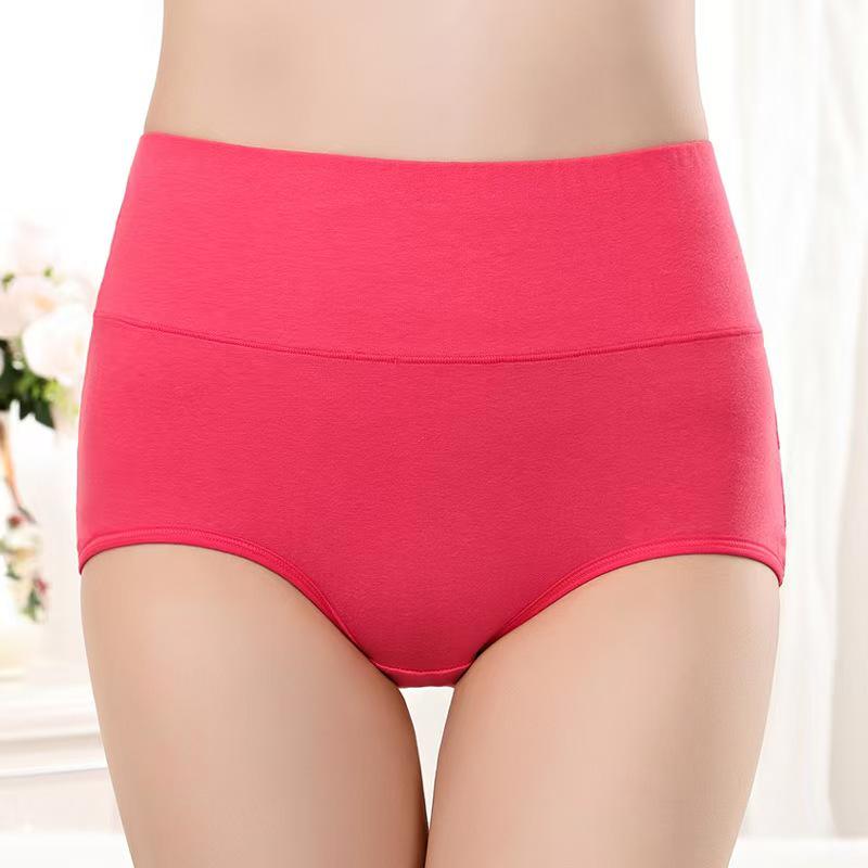 Women's High-Waisted Seamless Butt-Lifting Tummy-Control Cotton Underwear - Morandi Colors, Large Size Triangle Shorts