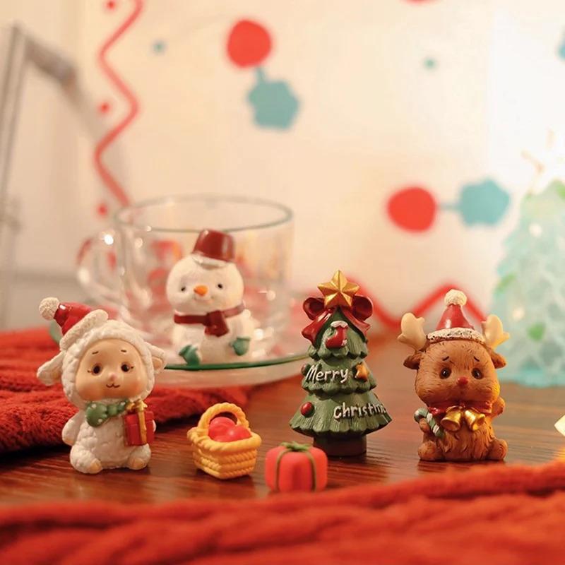Christmas Micro Landscape Decoration Resin Santa Claus Reindeer Figurines Ornaments Car Home Decor 2026 Xmas Gifts for Kids