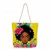 Multifunctional Fashion Black Girl Printed Thick Rope Shoulder Beach Bag Casual Large Capacity Handbag 0123 CLE
