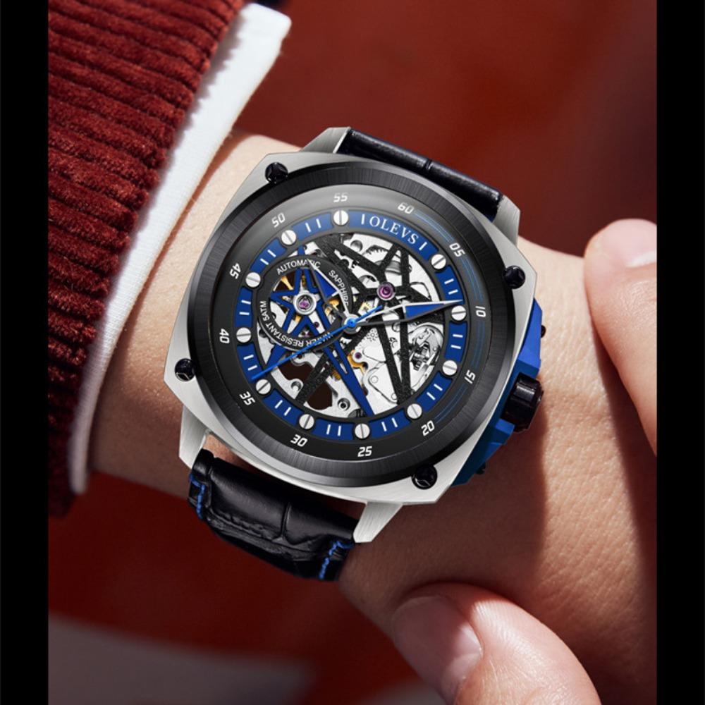 OLEVS New Top Men's Watch Hollow Fully Automatic Mechanical Watch Square Men's High -end Watches