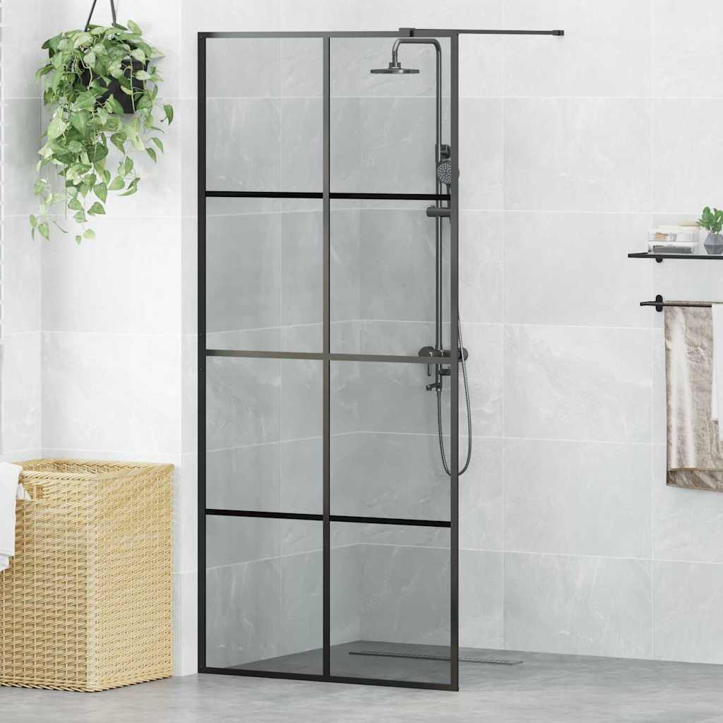 Walk In Shower Screen Black 90 X 195 Cm Tempered Glass