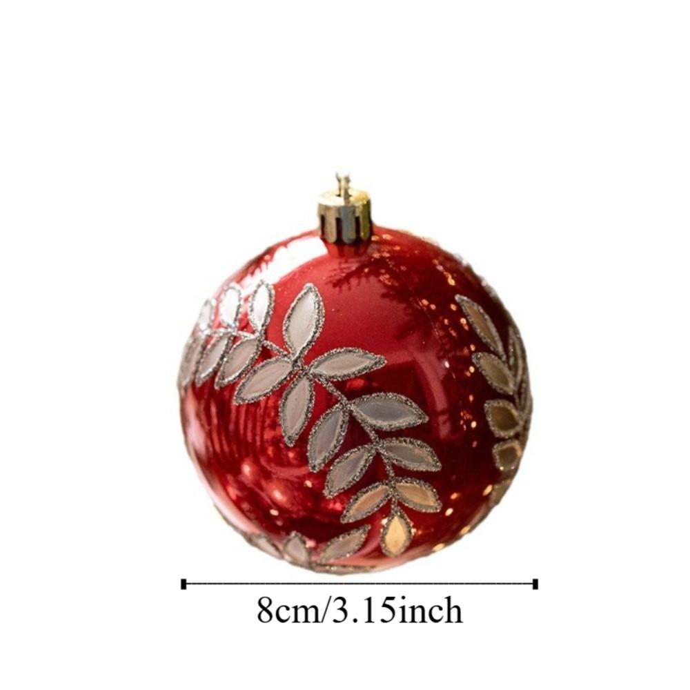 6pcs/set Pearlescent Christmas Ball WillowLeaf Design Transparent Sequin Hanging Ball Decoration PVC Material Handmade