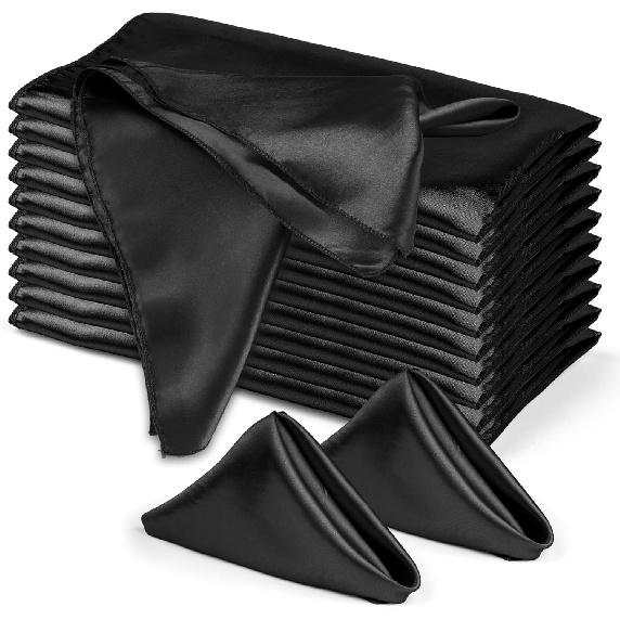 10 Pack Satin Cloth Napk, White, 17"x17" Square Shiny & Luxurious Silk-Like Finish, Thin & Lightweight for Elegant Dining, Wrinkle-Free, Washable &