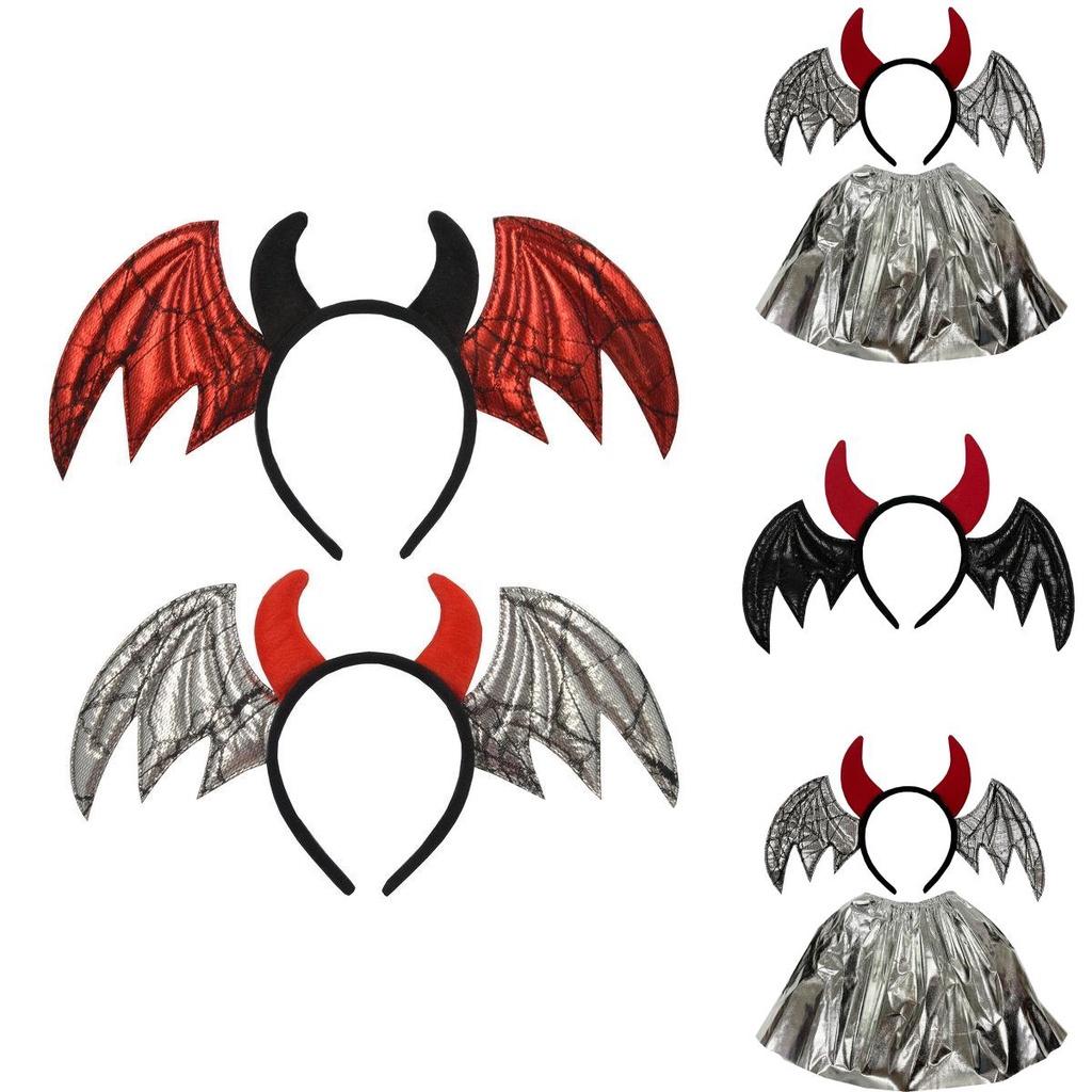 Five Dolls Halloween Bat Headband With Funny Animal Wings And Devil Skirt Costume