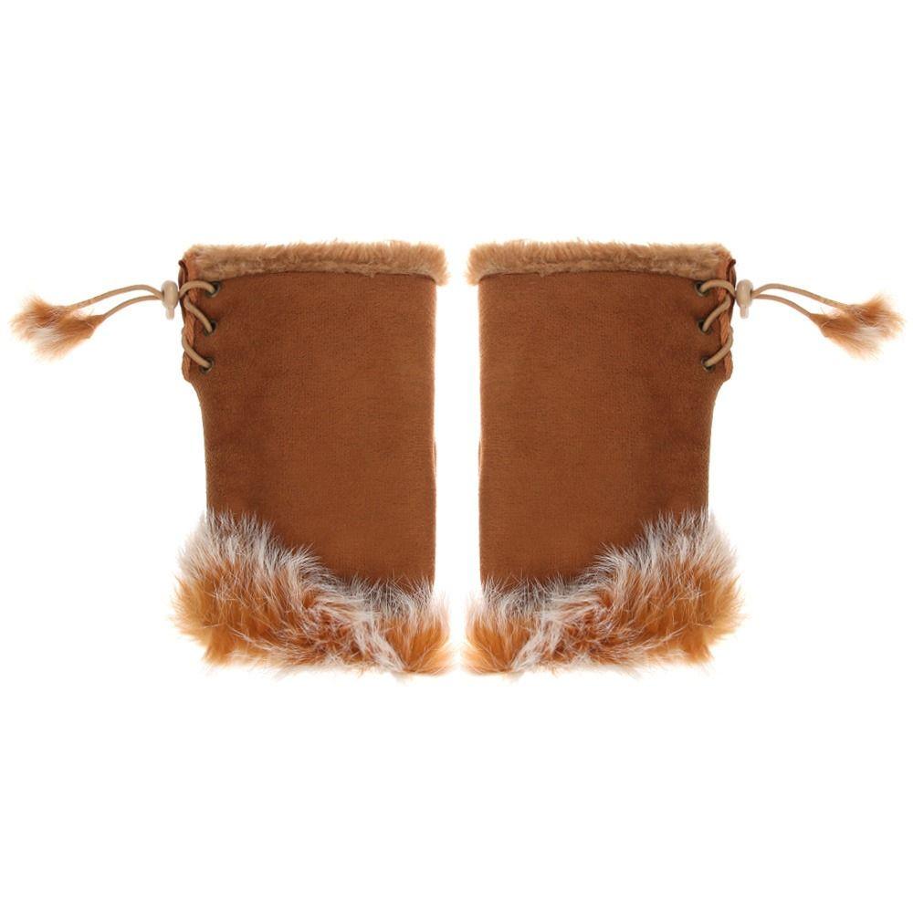 Thicken Solid Color Winter Girls Fashion Accessories Plush Mittens Fingerless Gloves Elastic Gloves