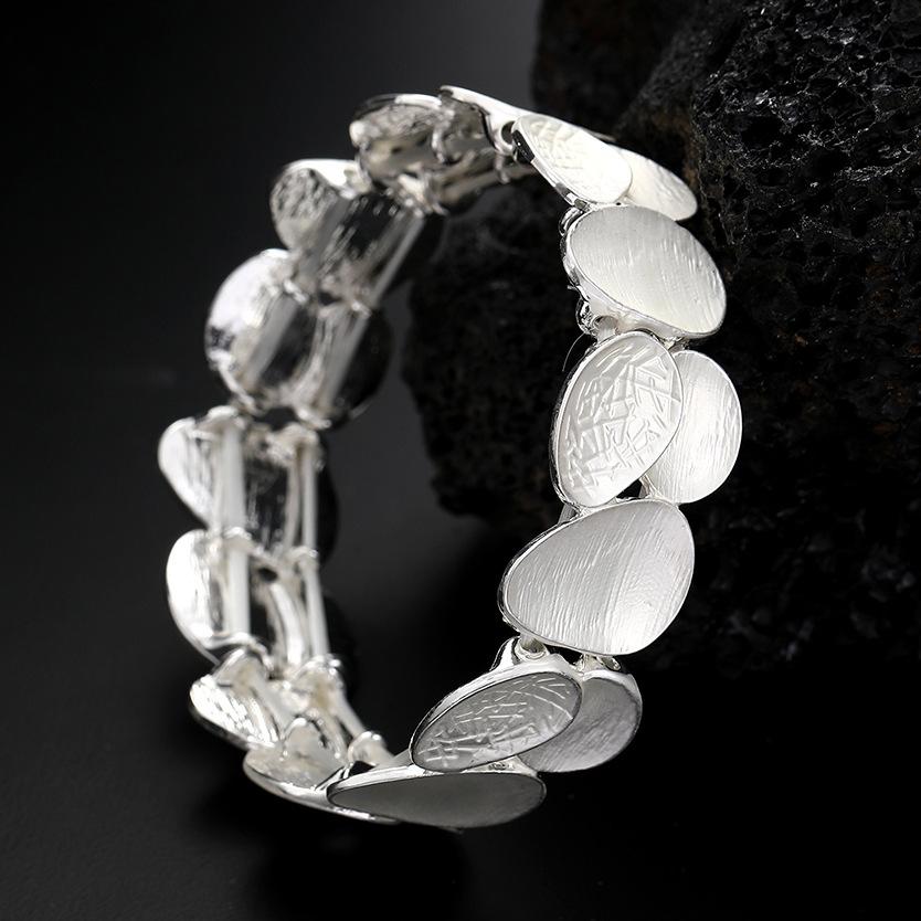 Color Painting Oil Geometric Oval Elastic Bracelet, Fashionable and High-end Women's Versatile Alloy Bracelet