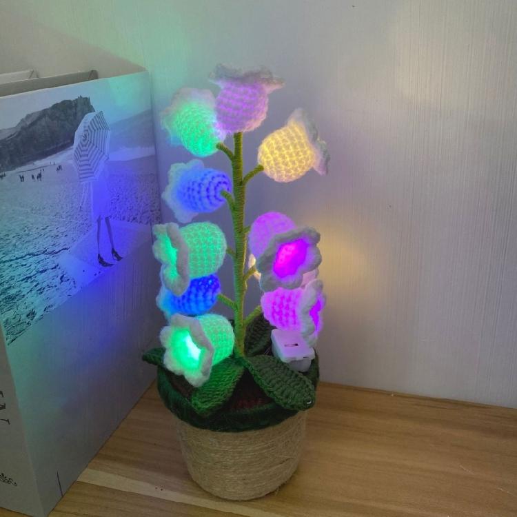 Delicate Crochete Flower LED Light Decorations Knitted Flower Plant Lightd