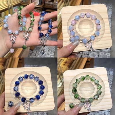 Bracelet Strand Beads Natural Cat Eye Butterfly Bracelet Charm Exquisite Elegant Girls Butterfly Beads Decoration Jewelry Gift