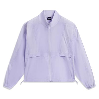 Li Ning Športová Lifestyle Séria Jednofarebná Zipsová Stojací Golier Pohodlná Priedušná Všestranná Vetrovka Dámske Vrchné Oblečenie Fialová AFDV992-1
