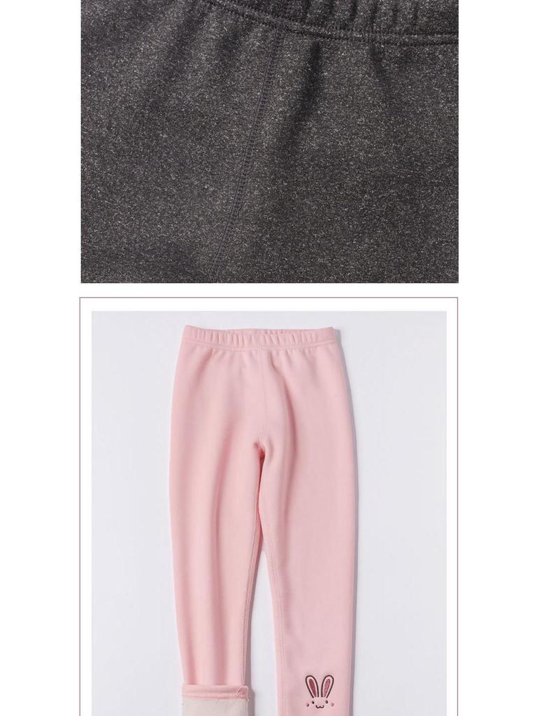 Girls' Fleece-Lined Winter Leggings - Cartoon Design, Warm & Elastic Pants