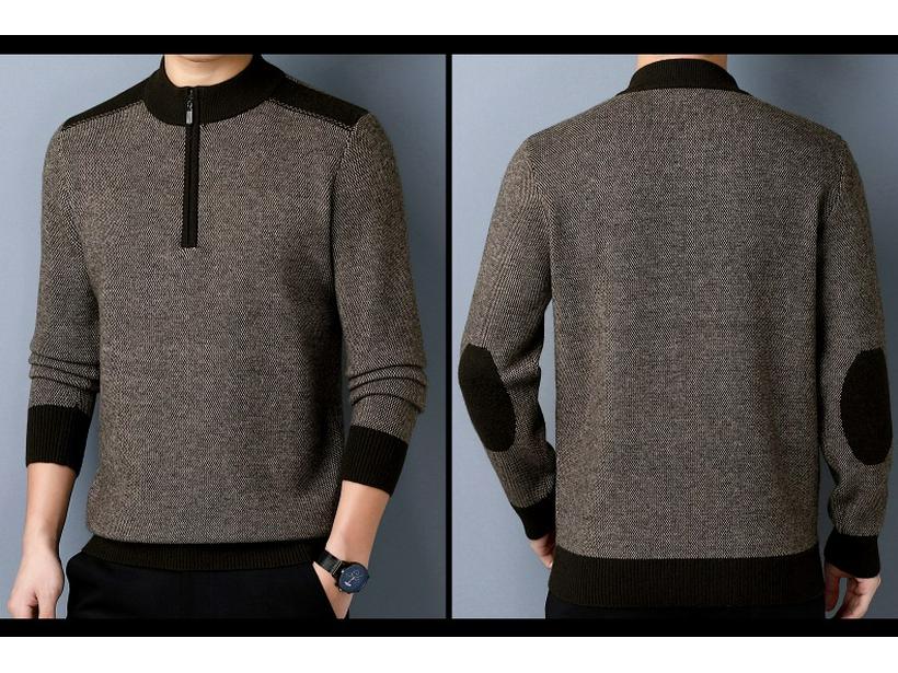 Brand Men's Wool Half-Zip Sweater - 2025 Autumn/Winter Edition: Thick, Warm Middle-Aged Dad Style Base Layer