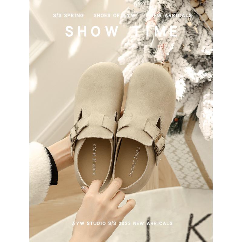 Waterproof Boken Shoes Women's Leather Inner Height Increase Spring and Summer 2025 New Comfortable Soft Sister Japanese Retro Big Head Shoes