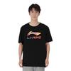 Li-Ning Letter Print Loose Round Neck Short Sleeve T-Shirt Unisex Tops Black AHSVA75-1